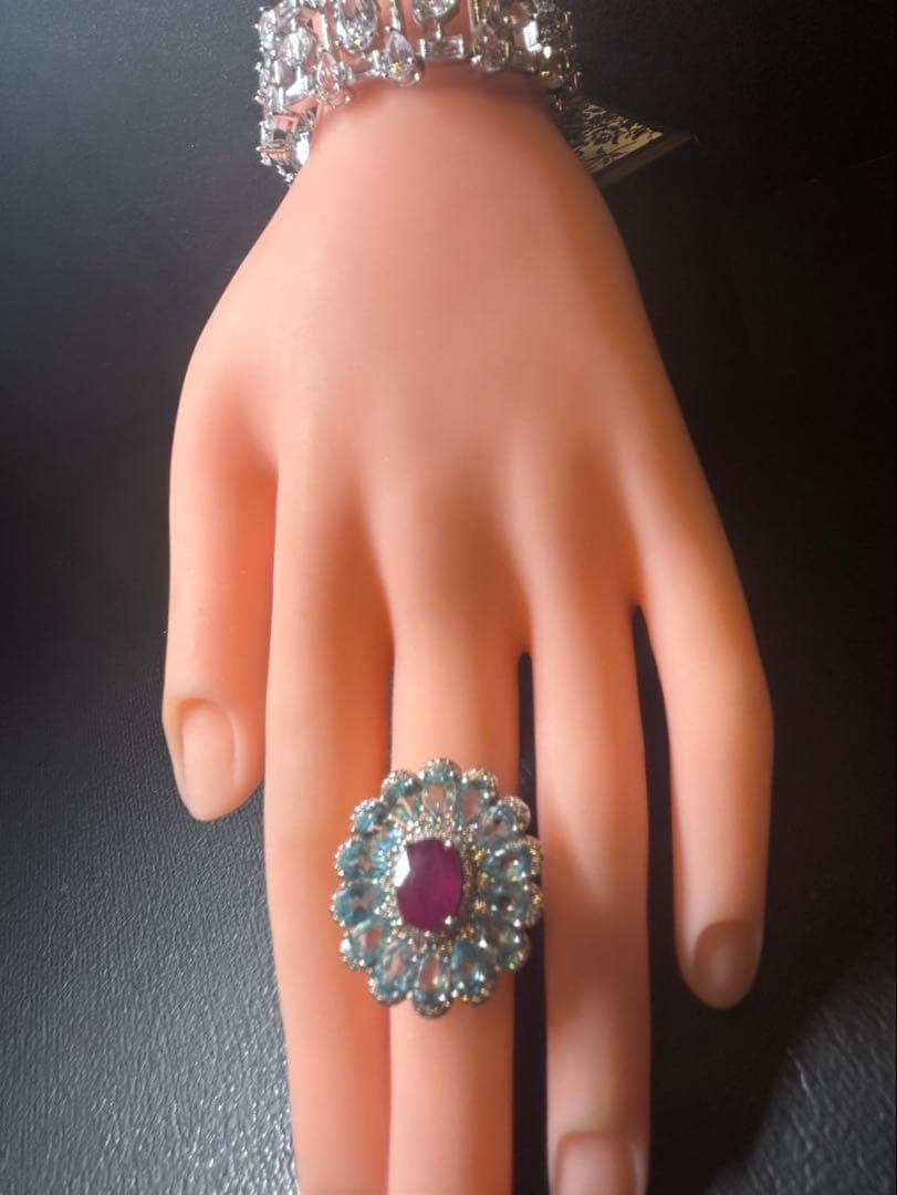 lomilomi❣️天然ルビー✖️アパタイトデザインリング10号