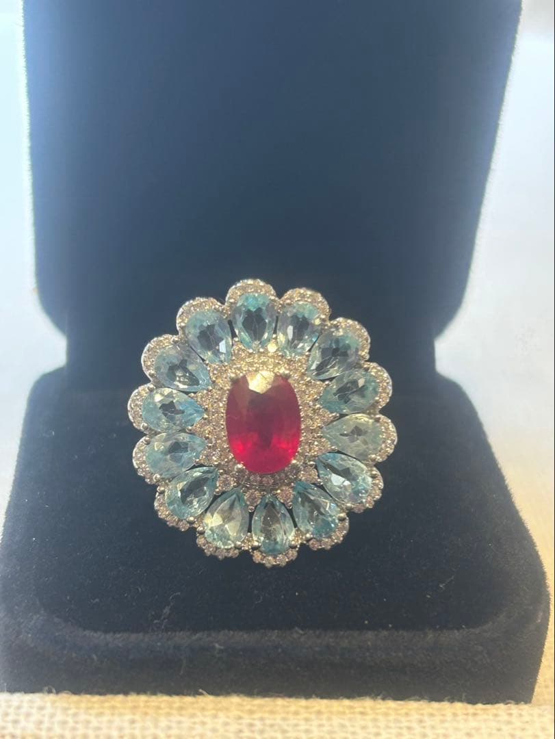 lomilomi❣️天然ルビー✖️アパタイトデザインリング10号