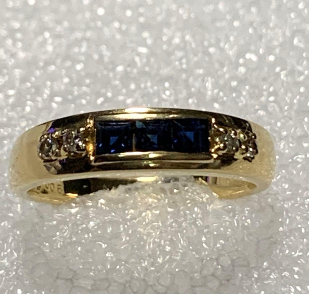 K18 サファイア0.4ct ダイヤモンド0.06ct リング