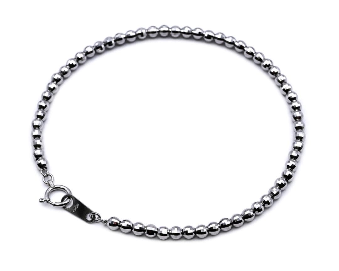 新品 Pt850ミラーカットボールチェーンブレスレット幅3.0mm長さ18cm