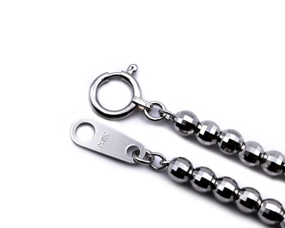 新品 Pt850ミラーカットボールチェーンブレスレット幅3.0mm長さ18cm