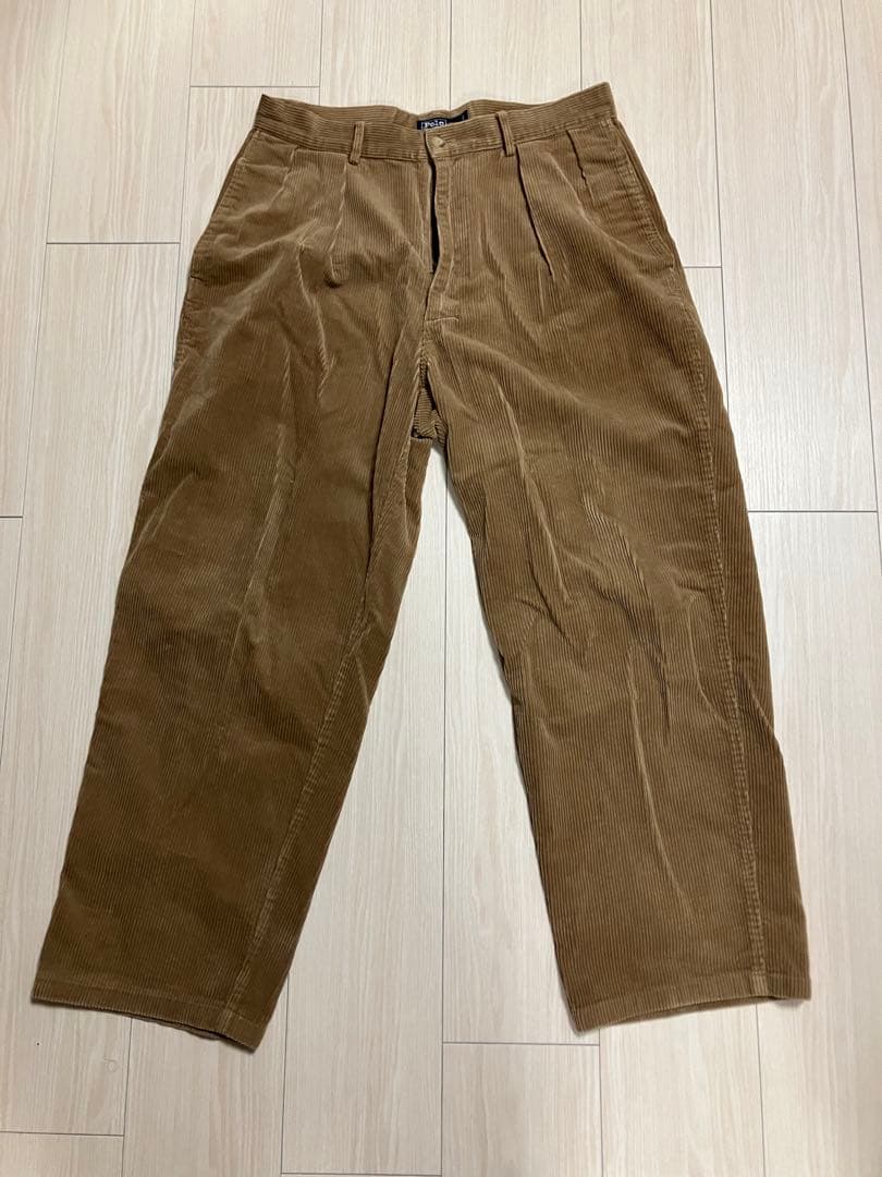 90sラルフローレン　初期タグツータックコーデュロイパンツ　ポロチノ