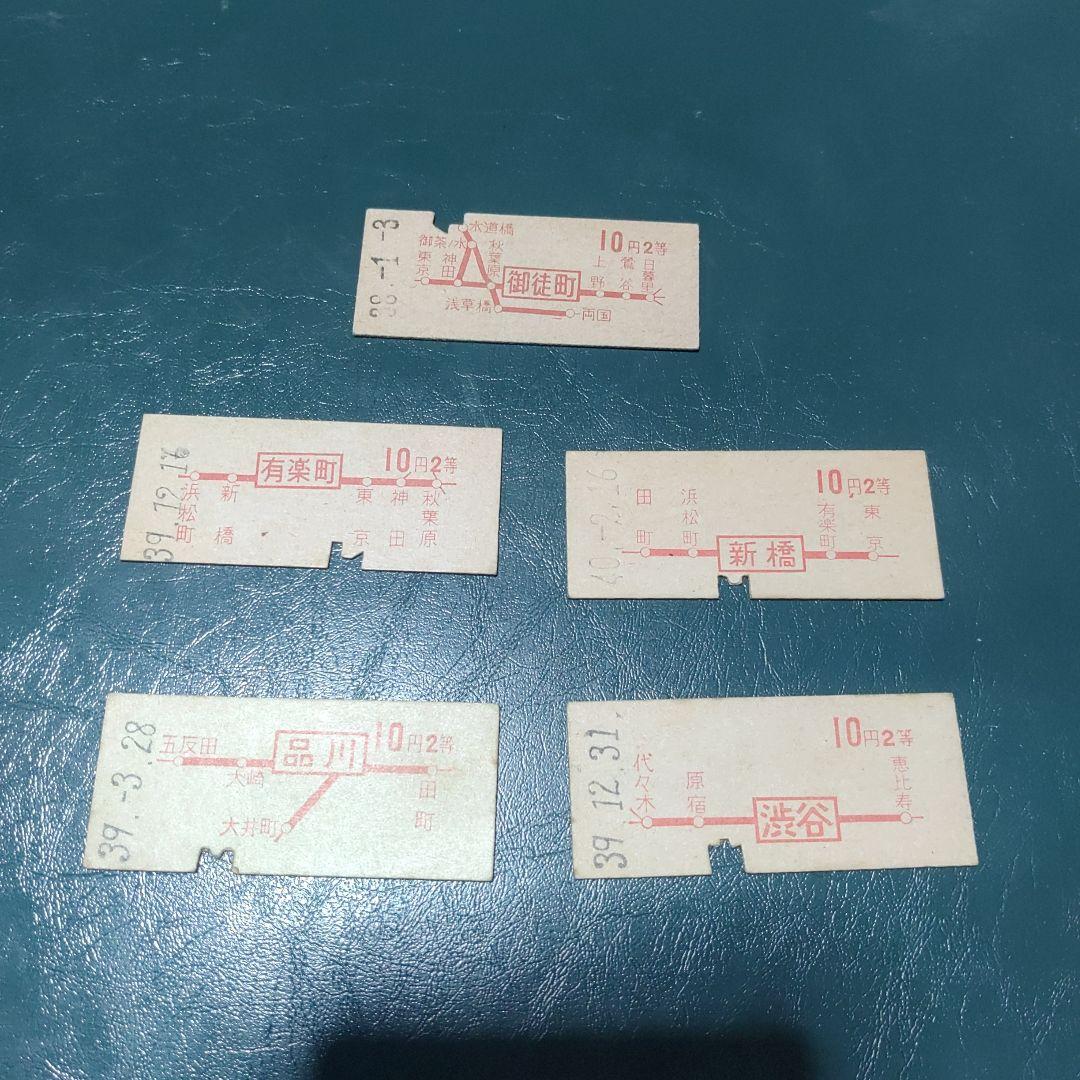 【山手線】使用済赤地図式硬券乗車券　５枚