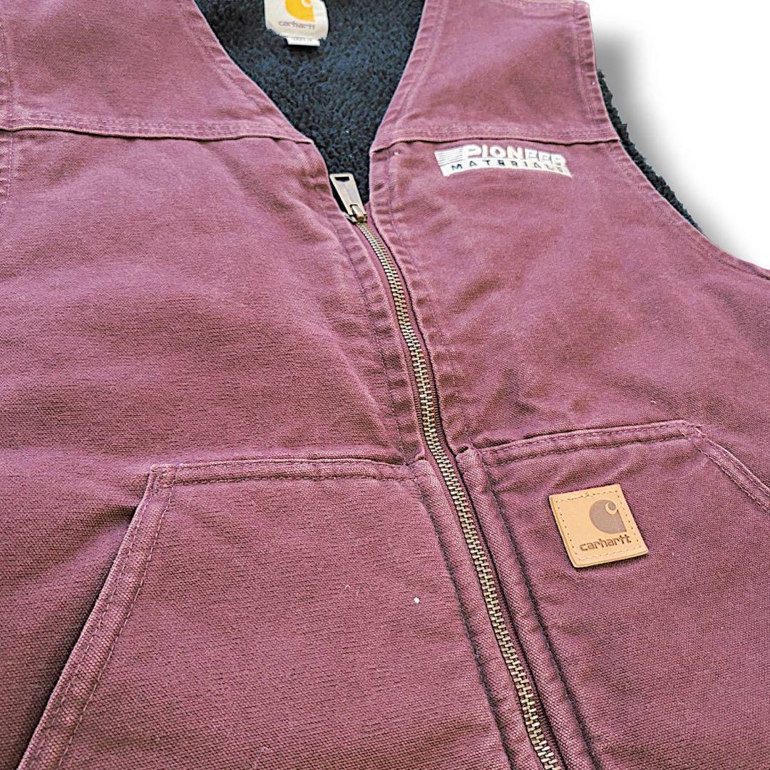 超希少カラー　カーハート　ダック　ボア　ベスト　バーガンディー　グッドフェード