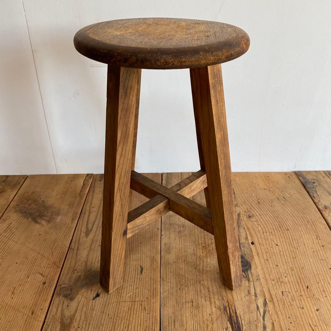 アンティーク スツール 椅子 無垢材 シャビー z865