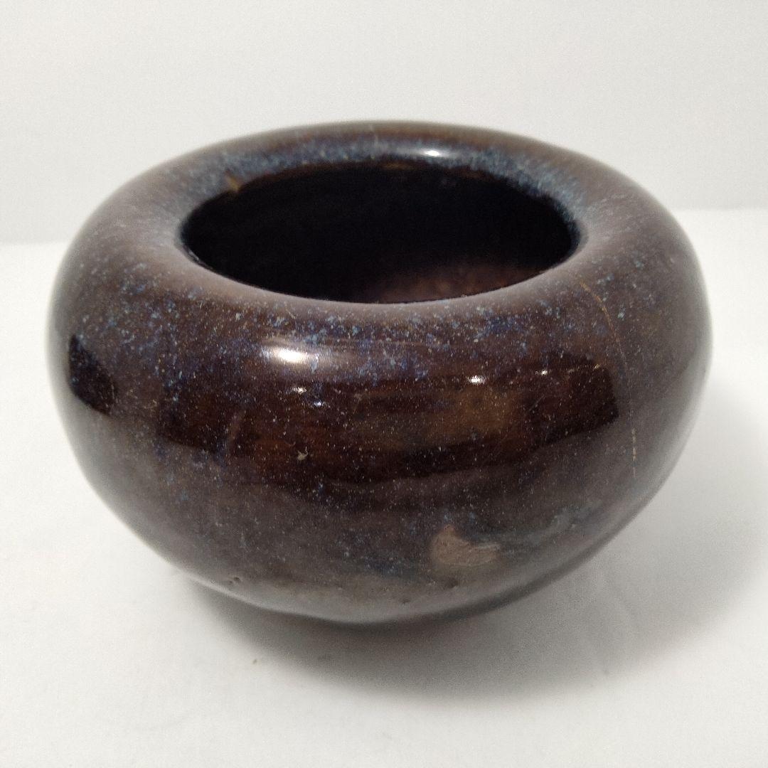 S390 中国 清代 葛明祥造 海鼠釉 火入一対 香炉 火鉢 木箱付　C