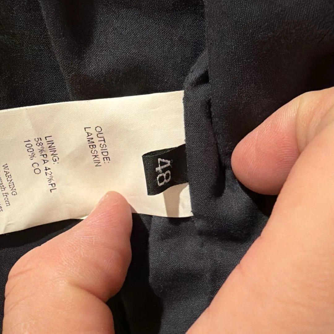 レア！EMMETI ネイビーレザーシングルノーカラーライダース