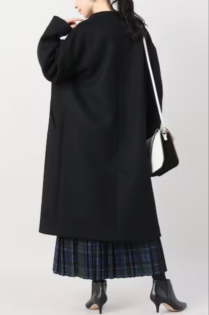 IENA ダブルビーバーVネックノーカラーコート