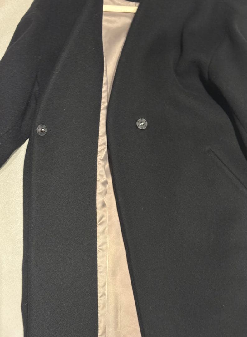 IENA ダブルビーバーVネックノーカラーコート