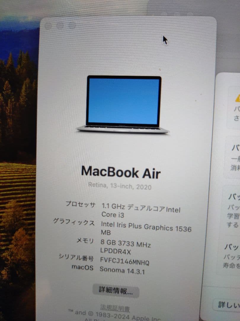 MacBook本体 MacBook Air 2020 Core i3 8GB 256GB