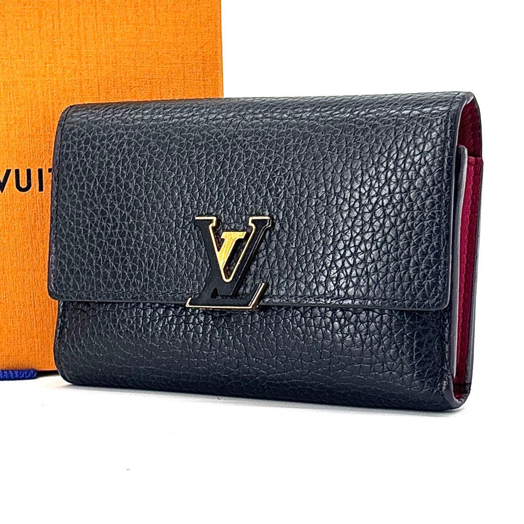 ルイヴィトン トリヨン カプシーヌ コンパクト 三つ折り財布 黒 ノワール