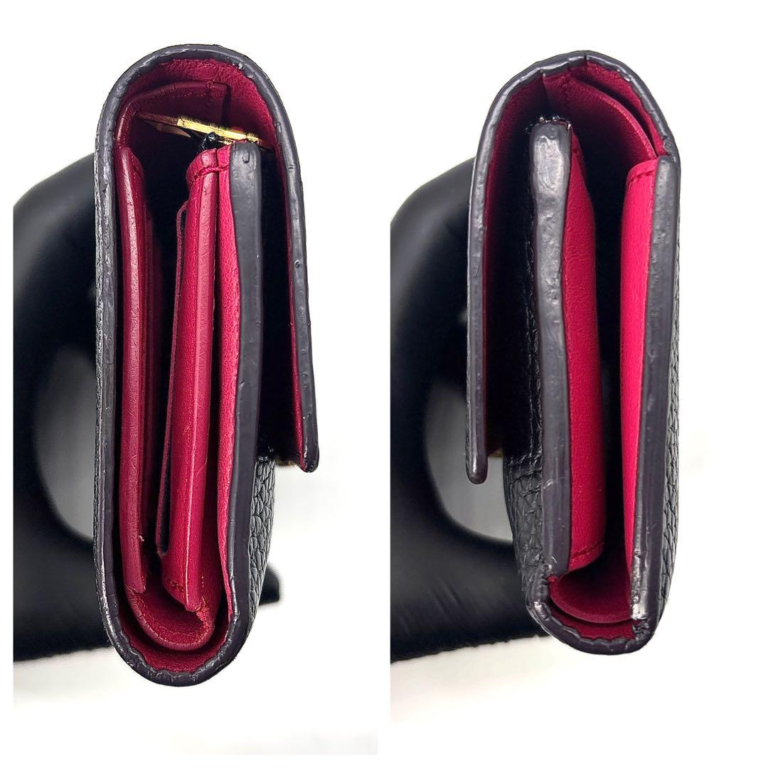 ルイヴィトン トリヨン カプシーヌ コンパクト 三つ折り財布 黒 ノワール