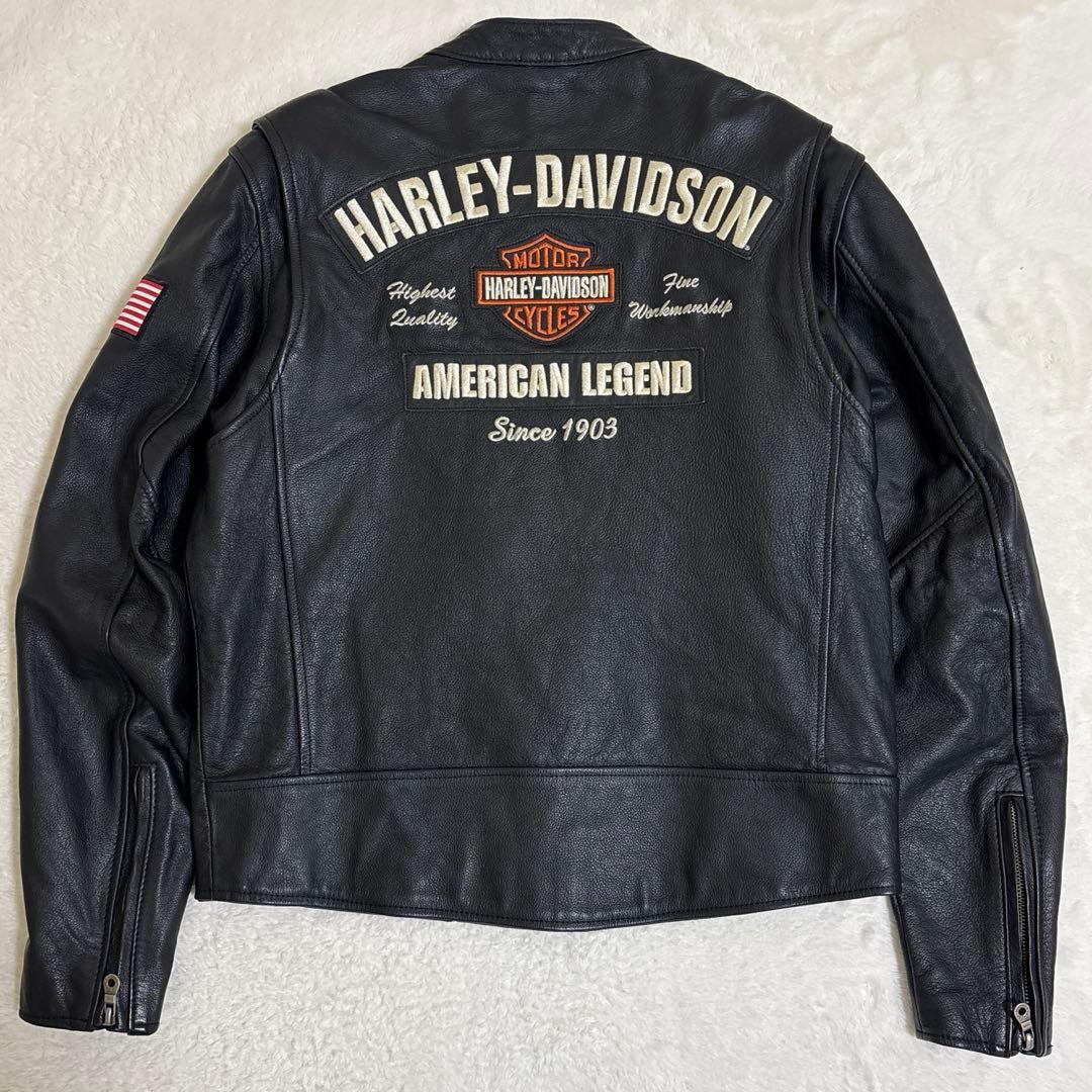 【美品】Harley-Davidson レザージャケット Mサイズ 刺繍ロゴ