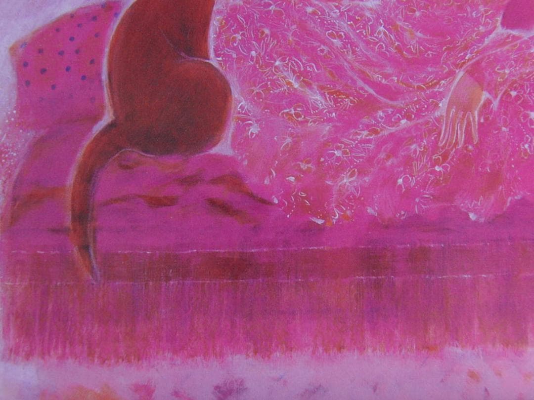 木村節子、【風のポエム】、希少な額装用画集より、新品額装付