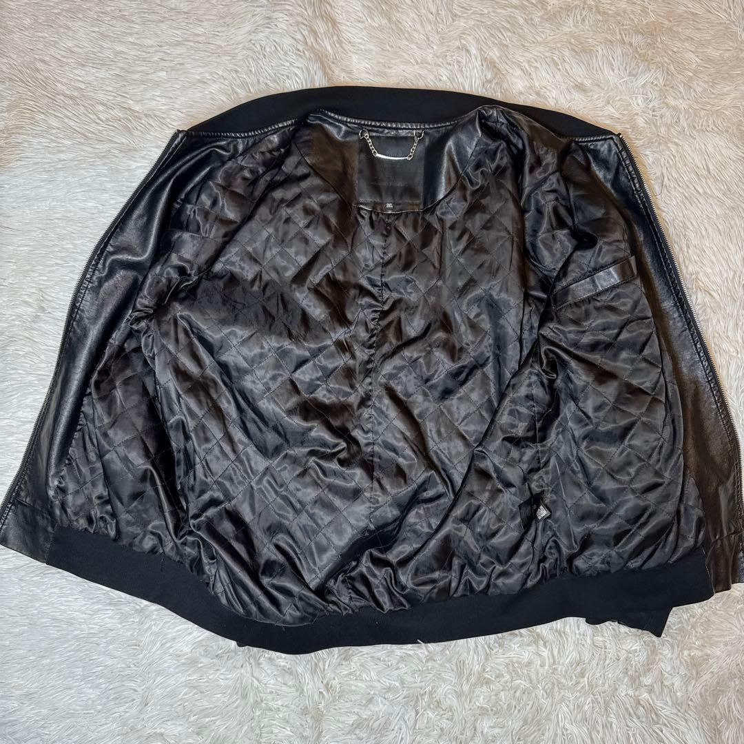 希少✨️大きい フィリッププレイン レザージャケット キルティング 黒 3XL