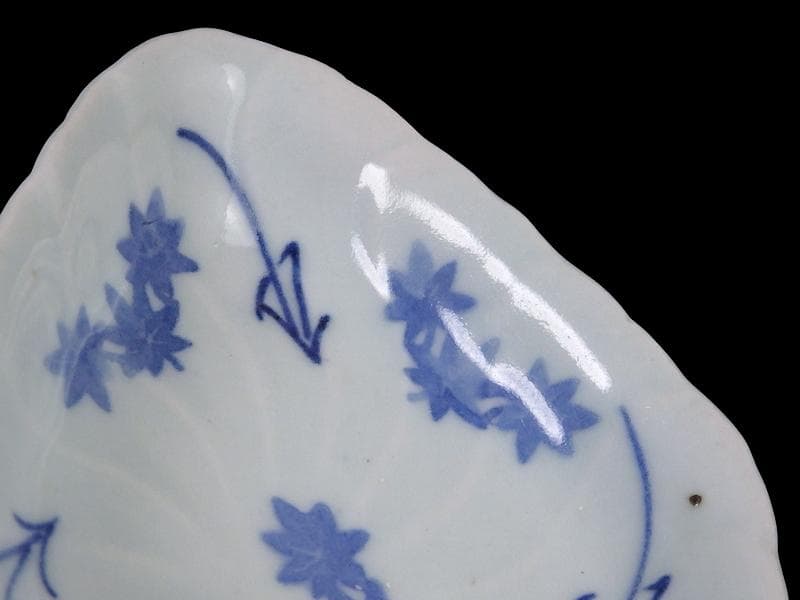 古伊万里　こんにゃく印判　紅葉の図　菱形変形小皿　江戸中期　A346AS-CWr