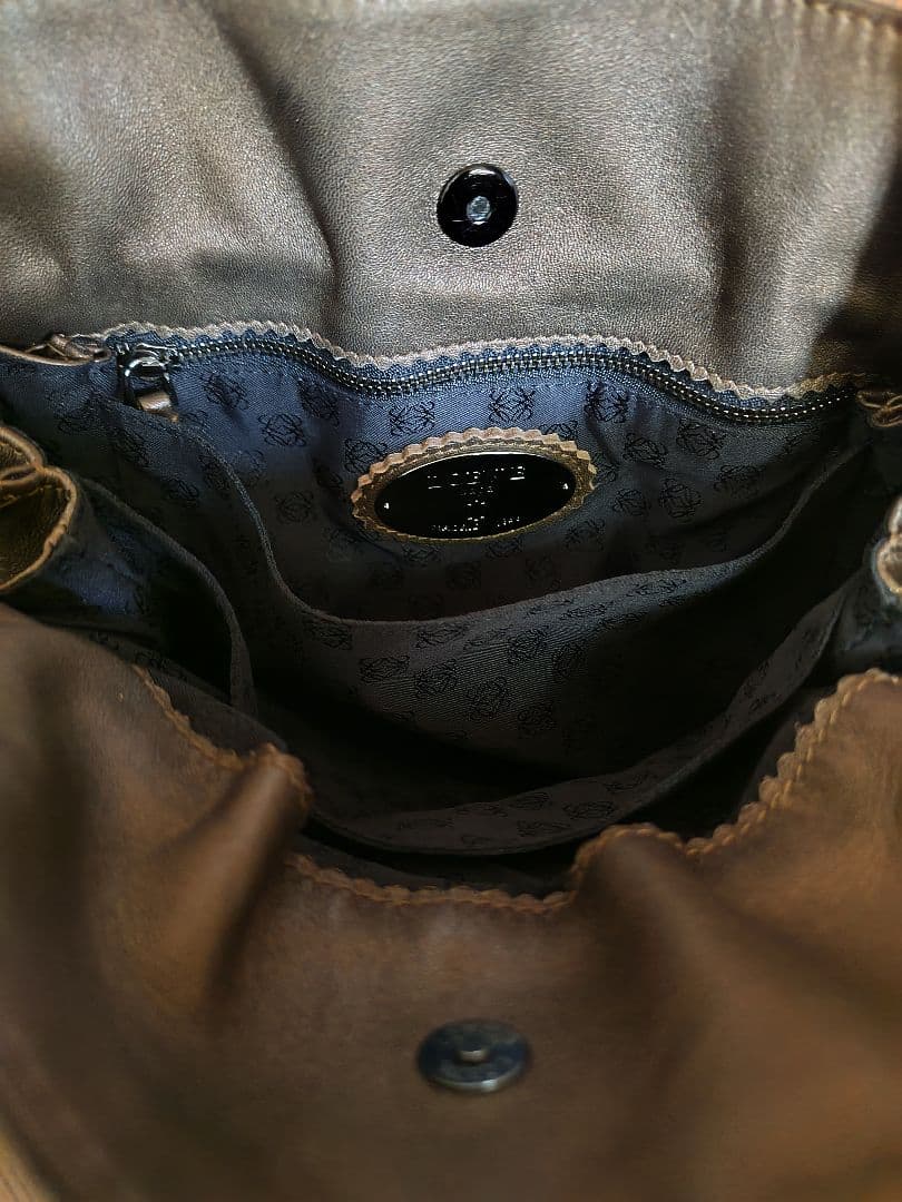 美品 ロエベフラメンコダークブラウン フリンジナッパー ミニ