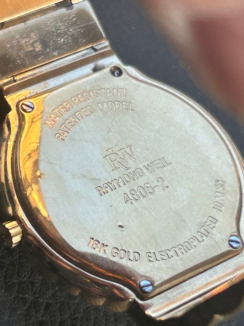 レイモンドウィル4805-2クオーツ宝飾18kGEケース新品電池交換済み
