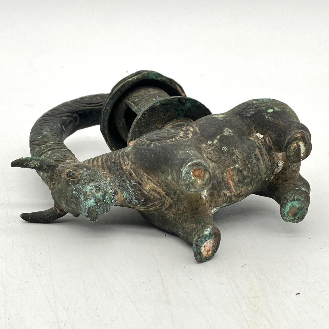 銅器牛宮灯　ヴィンテージ　ウシ　オブジェ　置物　真鍮　インテリア　アンティーク