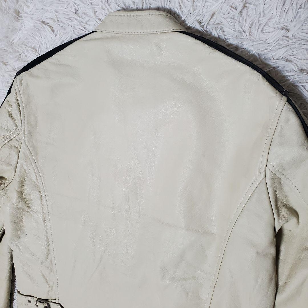 美品 Glitter シングルライダース 本革 アイボリー 42