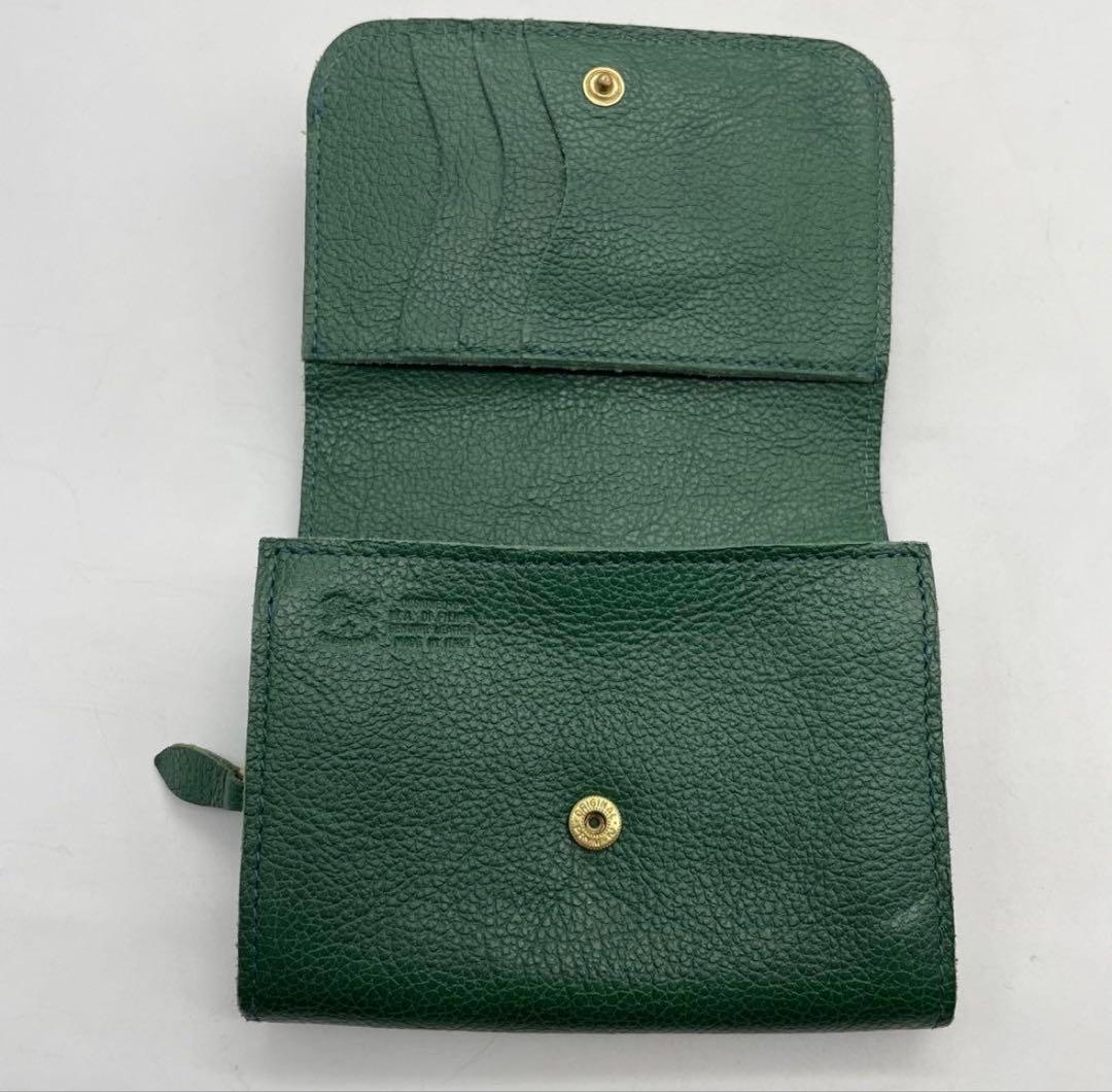 IL BISONTE イルビゾンテ グリーン レザー 二つ折り財布 未使用に近い