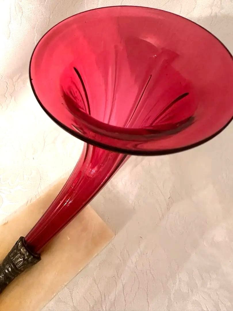 アンティーク　クランベリーガラス花器