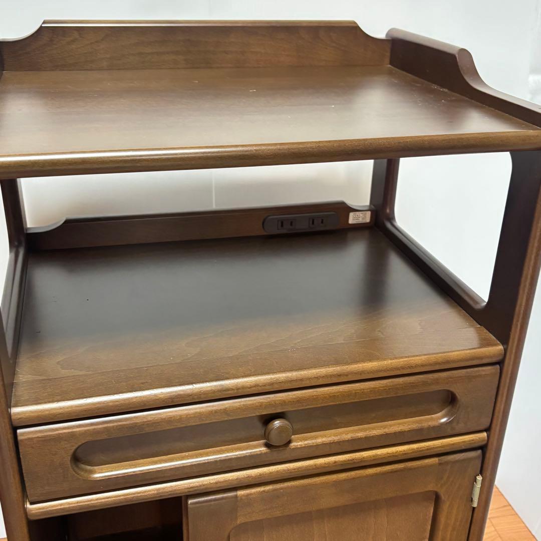 Karimoku カリモク 木製 電話台、FAX台　飾り棚 収納　レンジ台