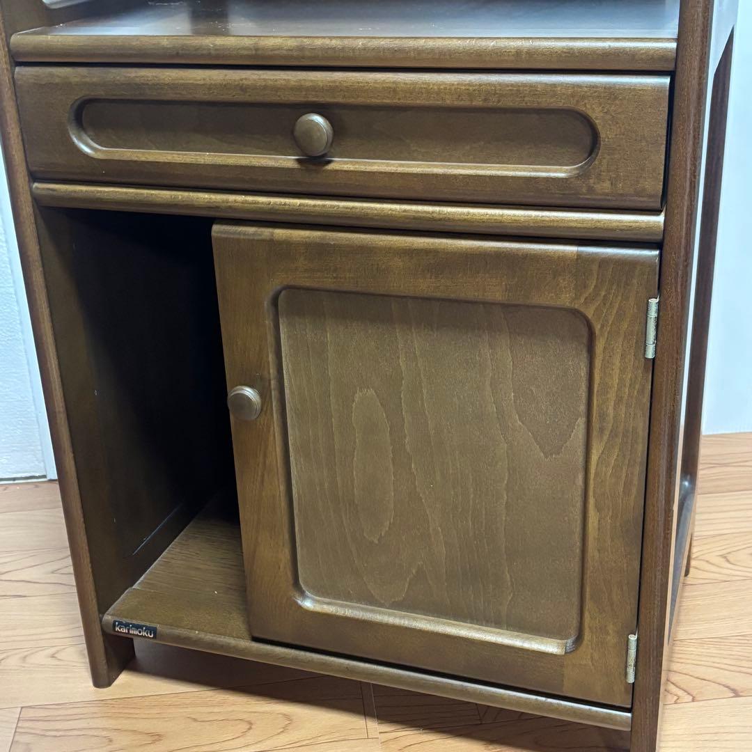 Karimoku カリモク 木製 電話台、FAX台　飾り棚 収納　レンジ台