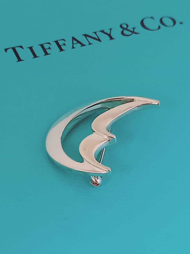美品 TIFFANY ティファニー クレセントムーン シルバーブローチ
