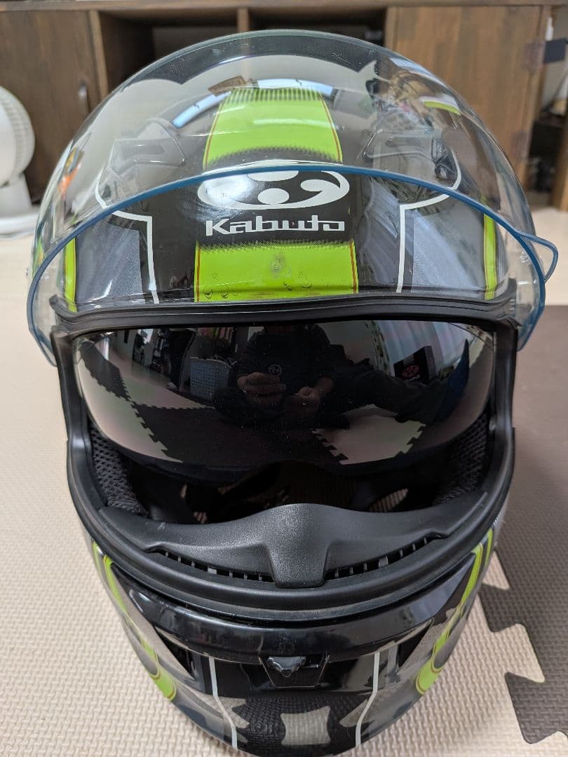 Kabuto フルフェイスヘルメット ブラック/グリーン　KAMUI