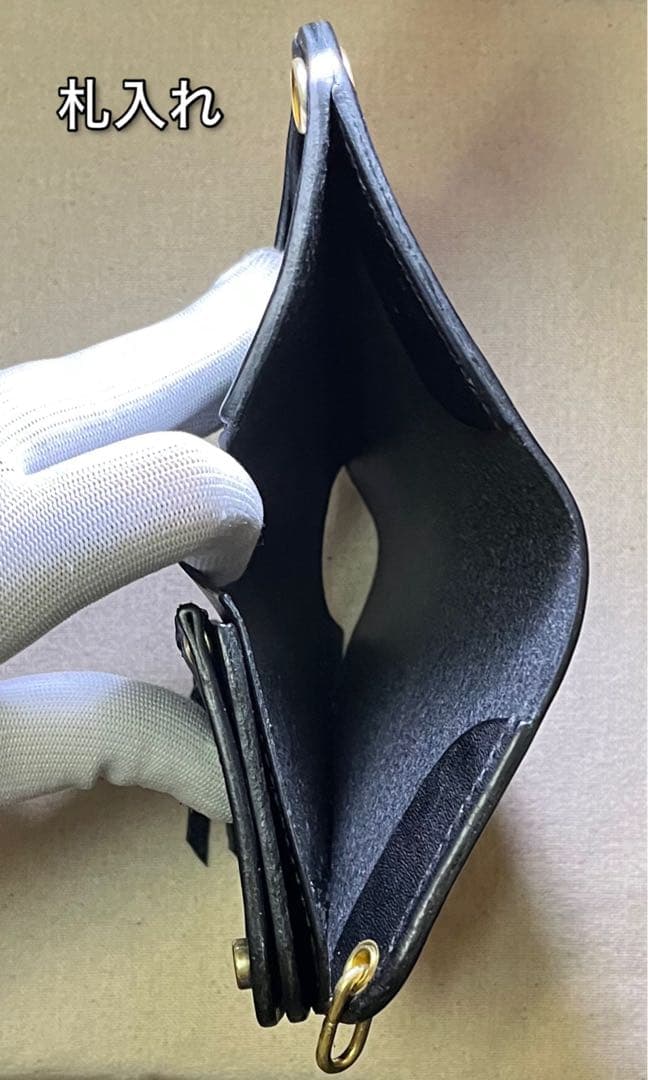 栃木レザー ミドル トラッカーウォレット 三層 ピックポケット無し