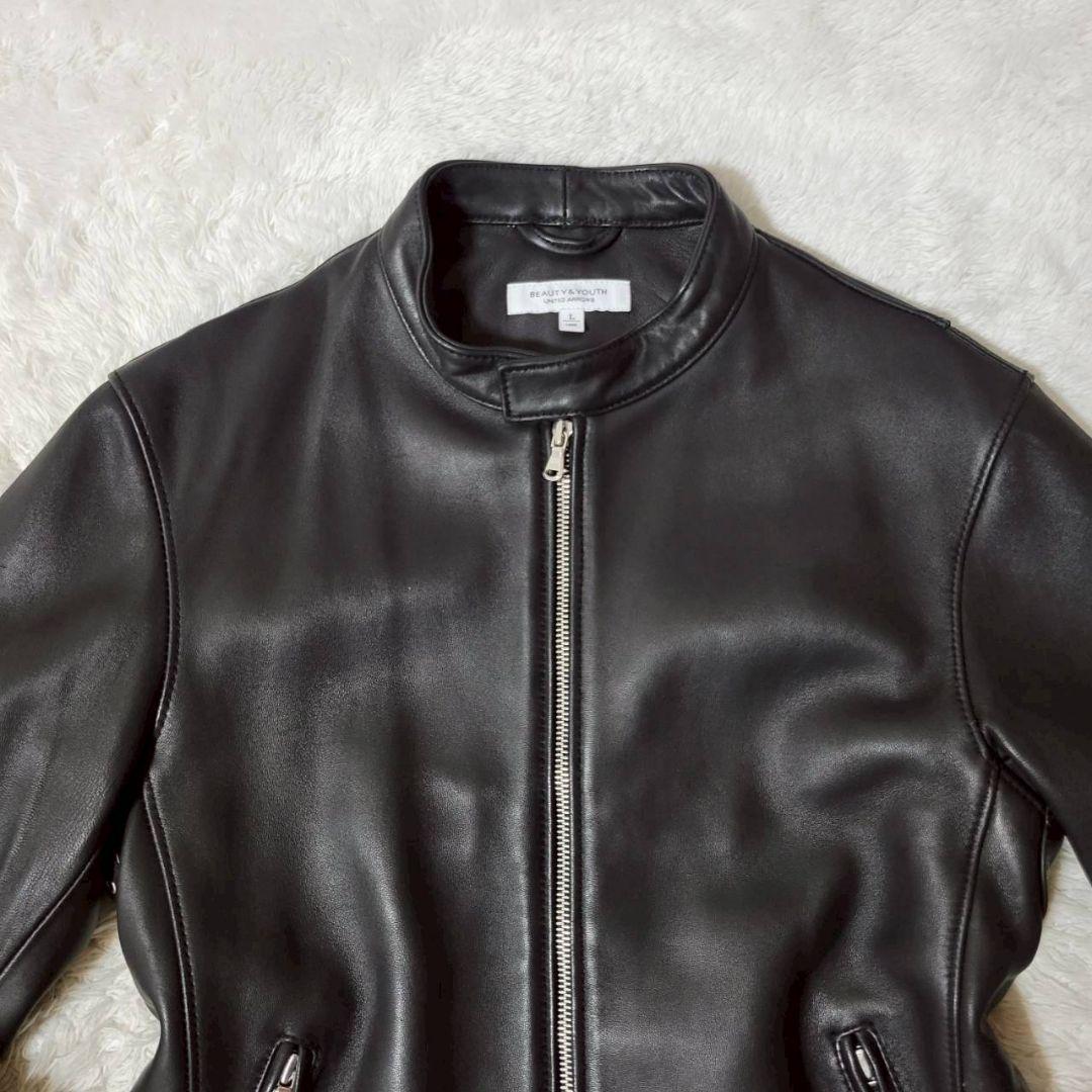 美品✨ ユナイテッドアローズ ラムレザー シングルライダース 羊革 ブラック L