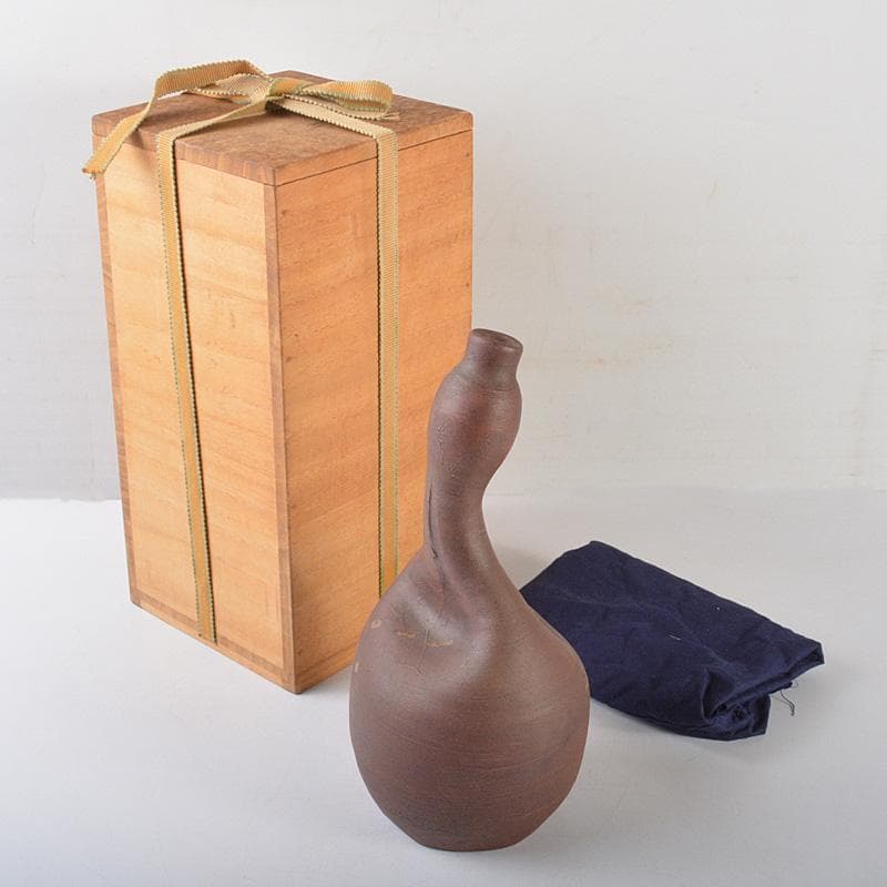 備前焼　古備前　江戸時代末期　鴨徳利　桂又三郎極め箱　V　R5572