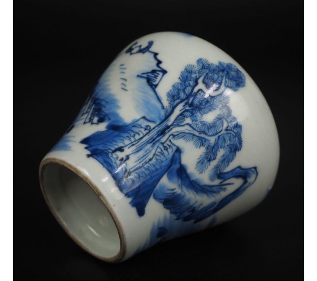 送料無料　旧家蔵出　江戸時代　山水高士図壺　木箱付