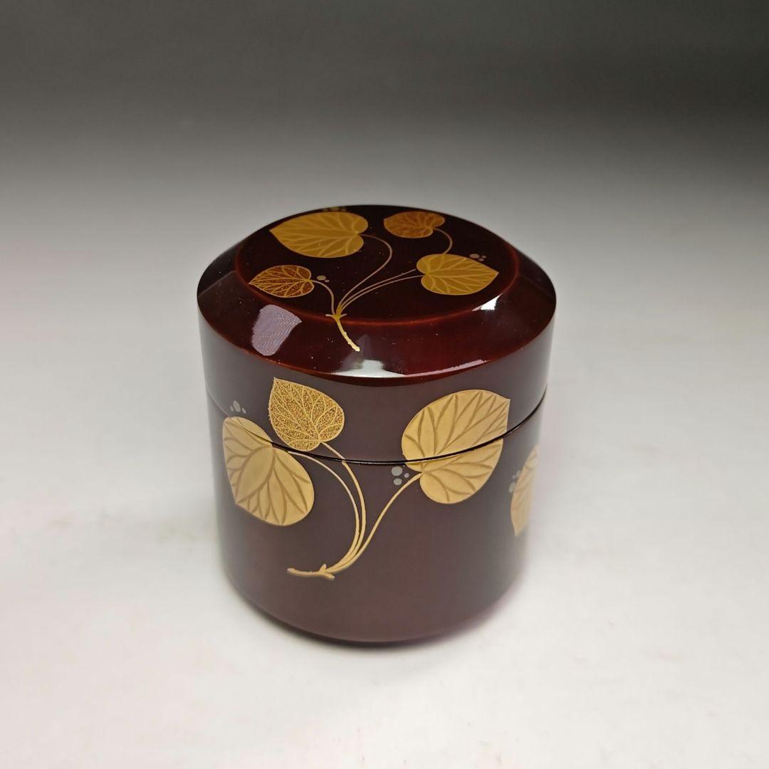 イ468 棗『漆専堂　岡本漆園』『葵蒔絵留塗雪吹』『久田宗也（尋牛斎）極箱』茶道