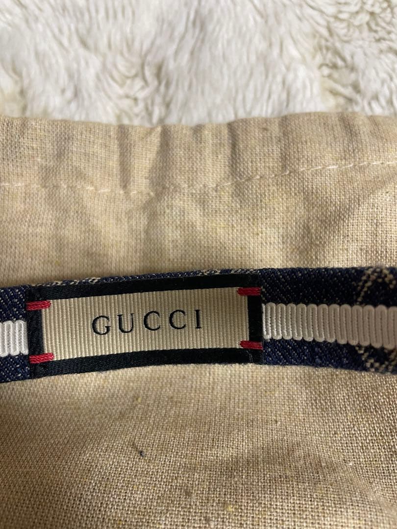 GUCCI ネイビー ストライプ ヘアバンド