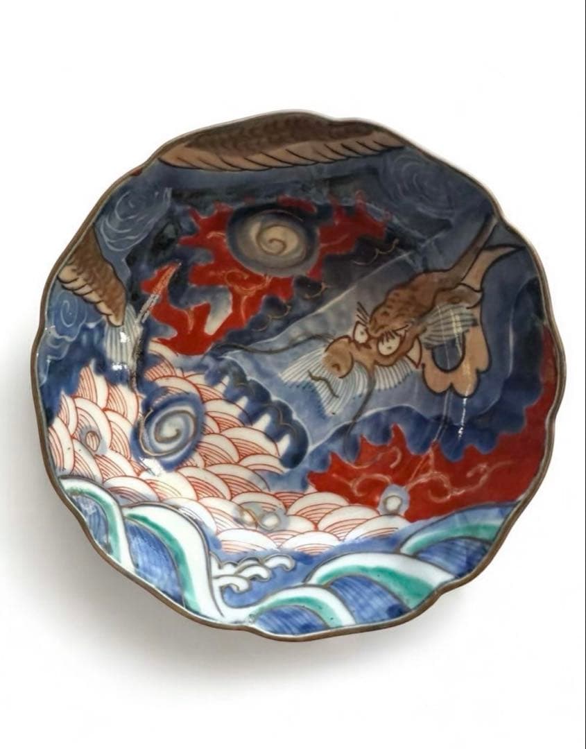 アンティーク 向付 江戸後期 龍　5+2枚