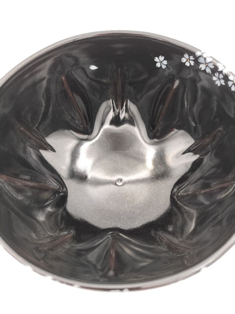 b209 【新品・未使用】茶碗 黒釉 夜桜 今岡三四郎 木箱 茶道具