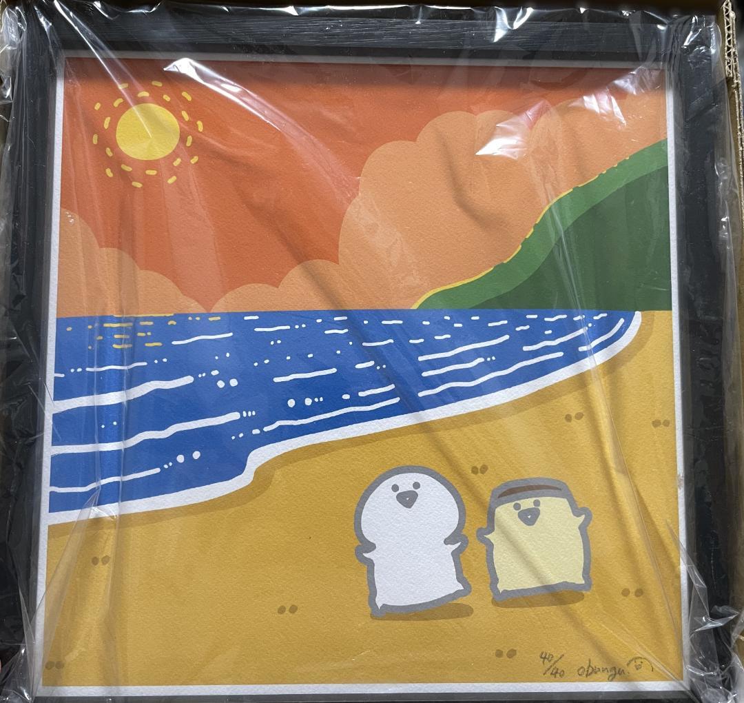 【新品未使用】 お文具といっしょ 複製原画 No.9 海を背にポーズ