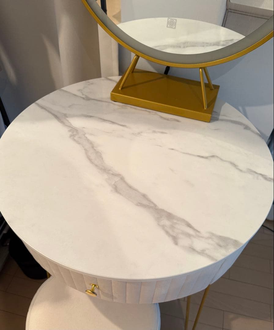 ドレッサー、椅子セット ミラー付き　ベージュ