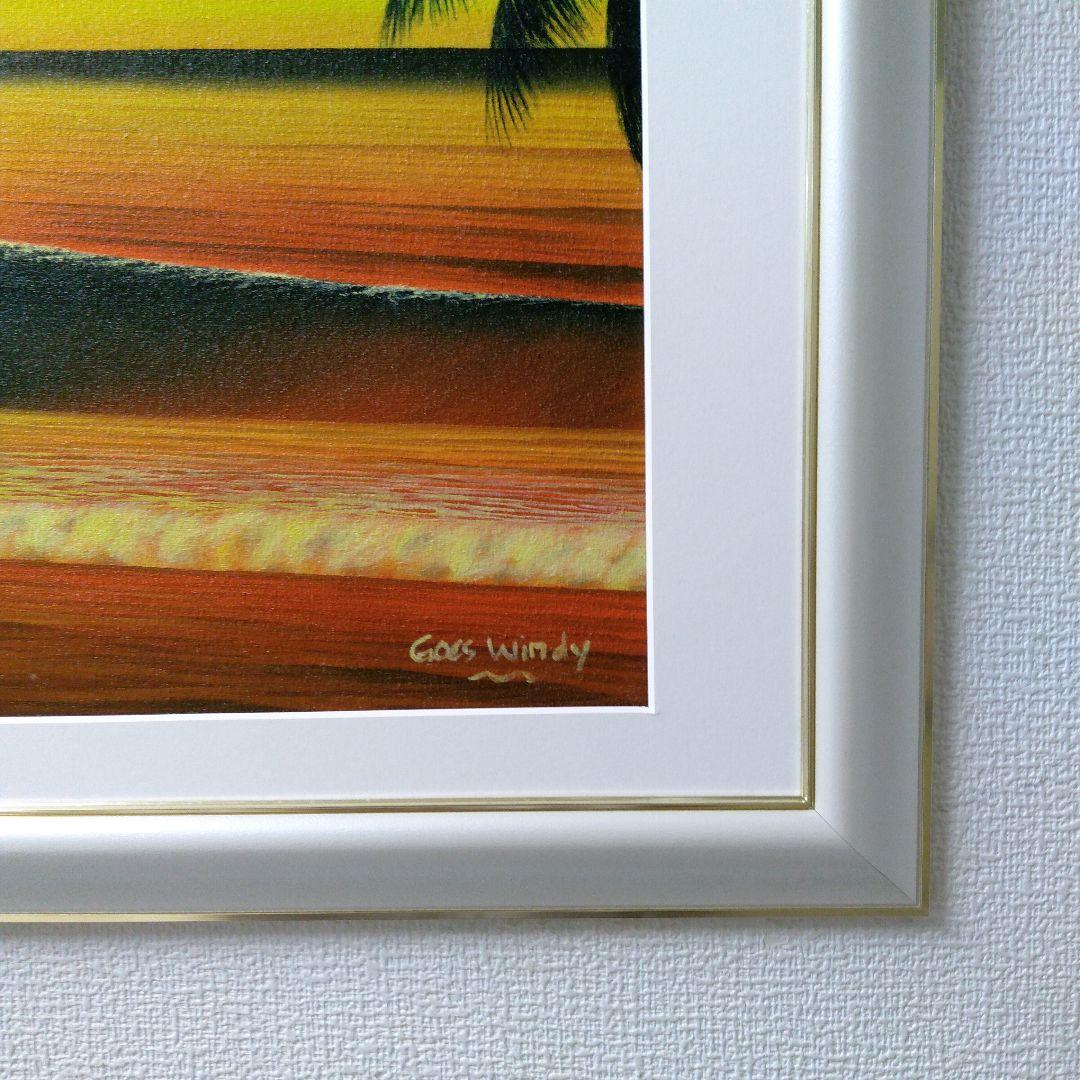 肉質油絵　横　特寸法　海　波　額装仕上げ品