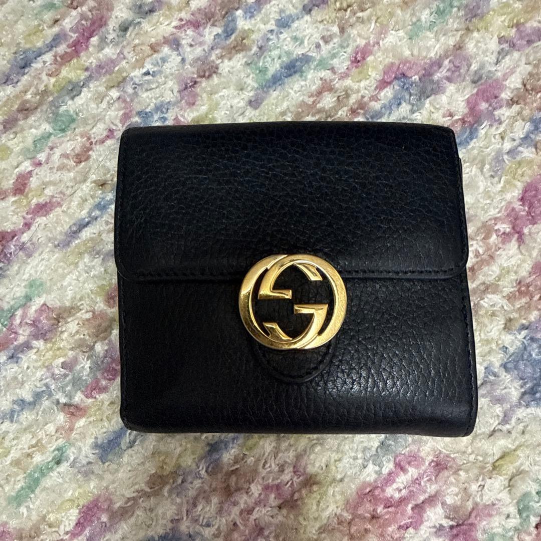 Gucci 黒 二つ折り財布 レザー