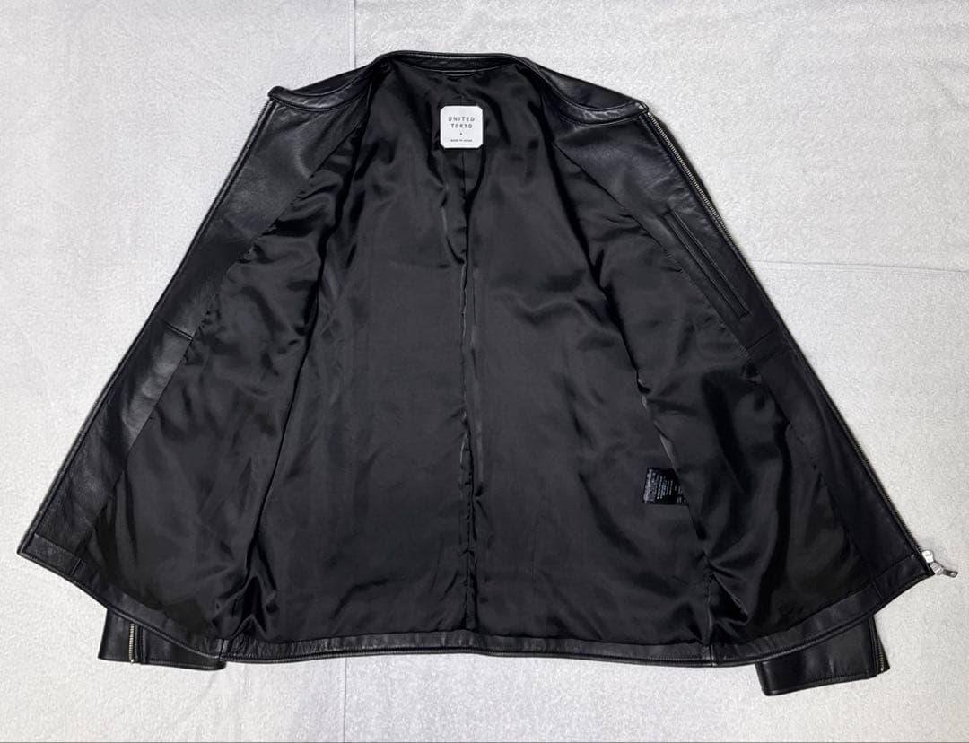 ユナイテッド東京 希少なサイズ4【XL】 ノーカラーシングルライダース