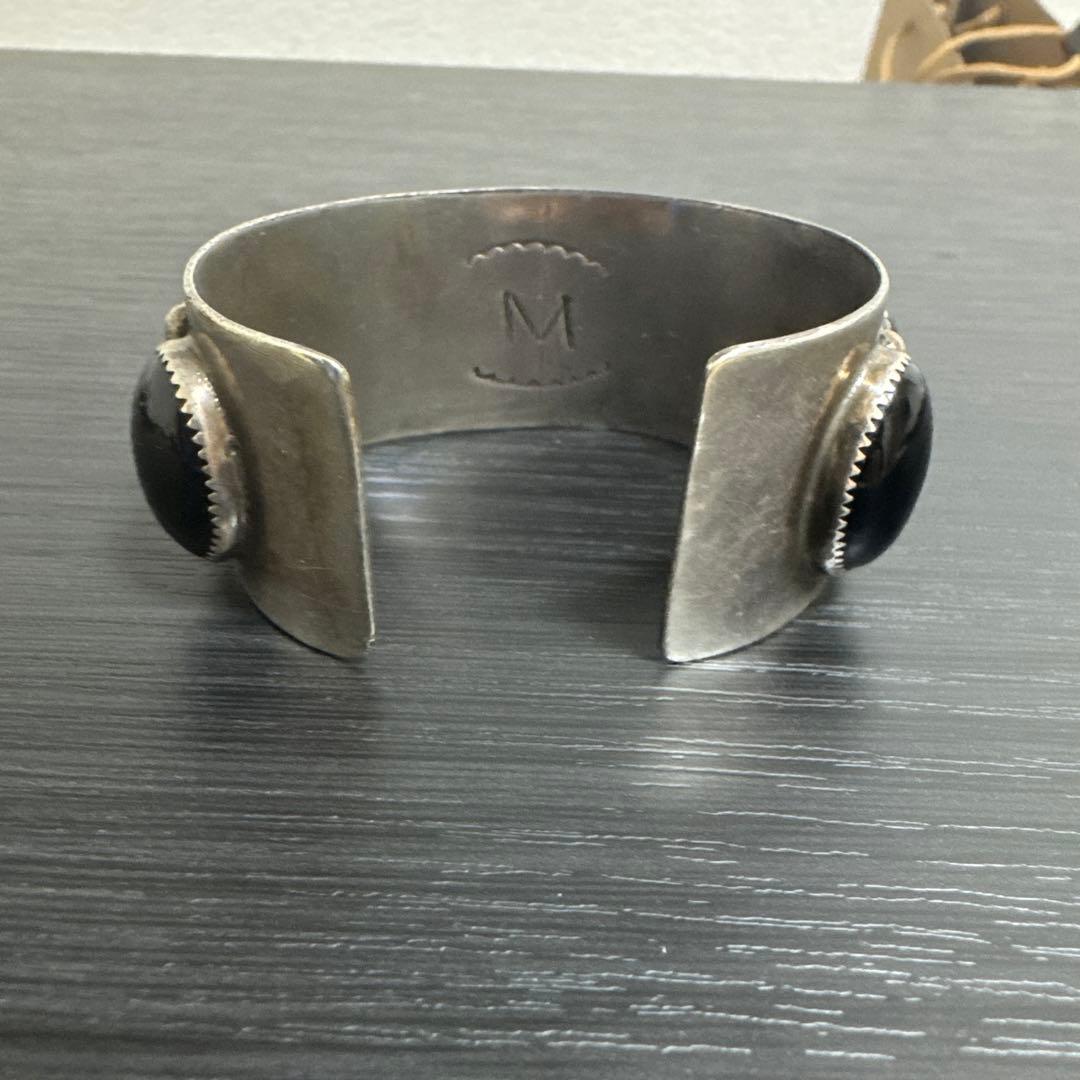 シルバー925 オーバル型 オニキス　バングル