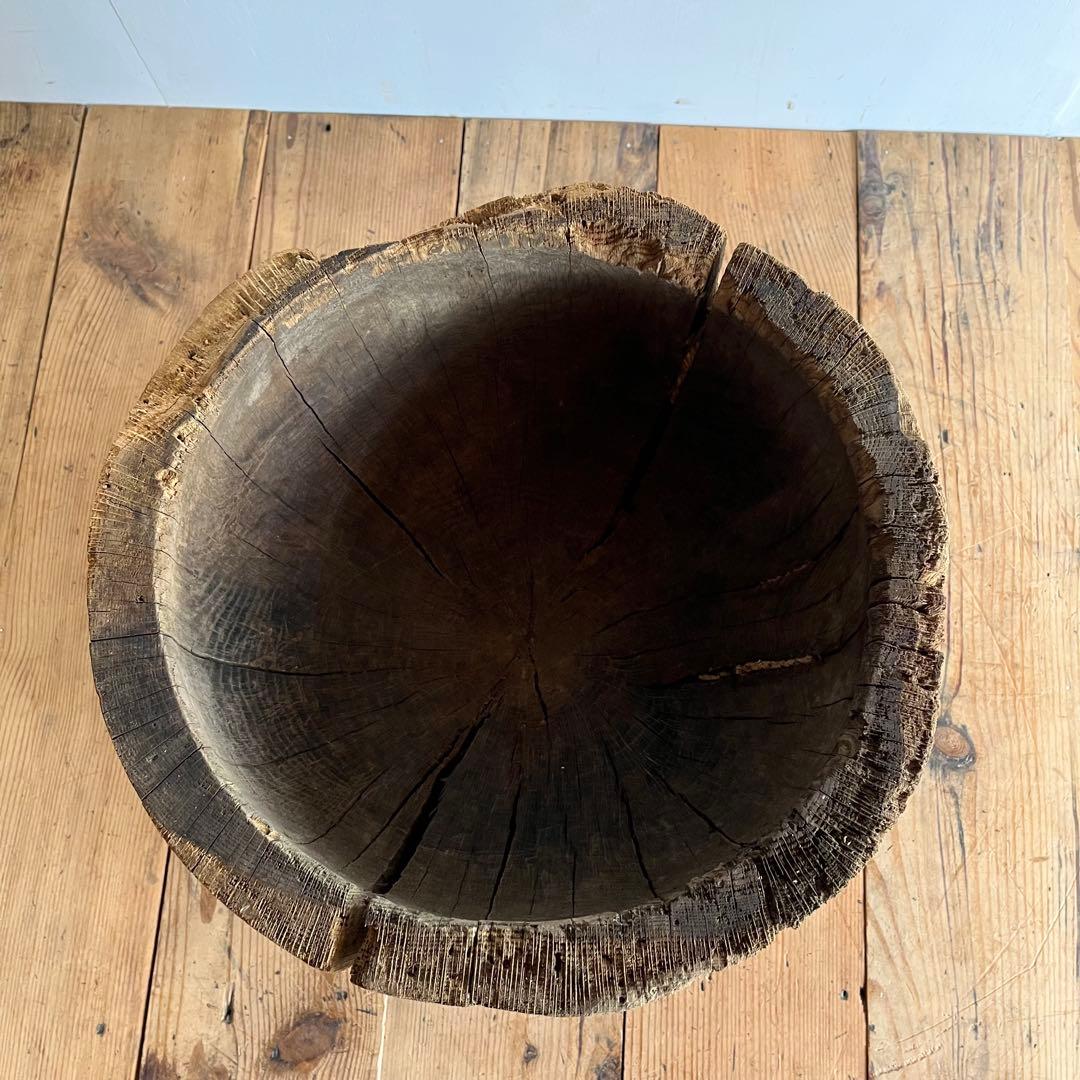 アンティーク ローテーブル 椅子 欅 臼 プリミティブ 無塗装 送料込