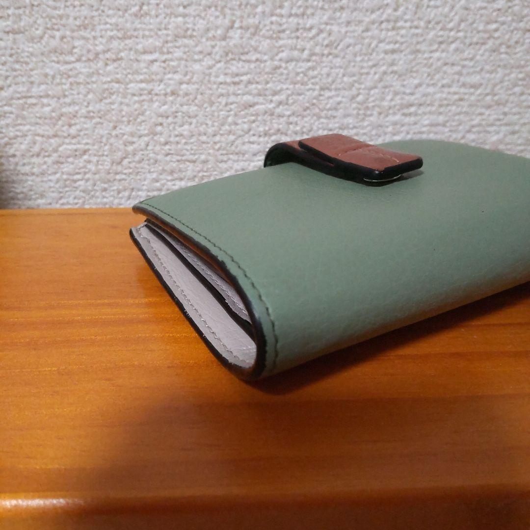 ロエベ　折り財布　スリムジップバイフォールドウォレット　アナグラム　グリーン