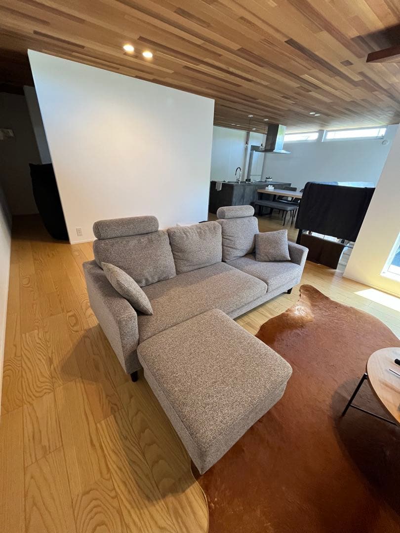 3人掛けカウチソファ ヘッドレスト付 レイアウト自由【引取り限定】