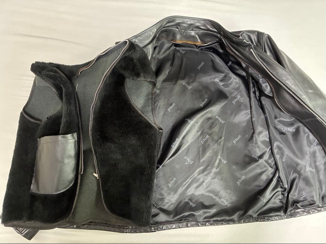 SCHOTT 641 シングルライダースジャケット ボアライナー 38 L相当