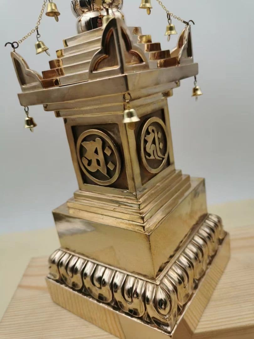 【修縁堂】バジュラ希少 チベット密教 密教法具 宝篋印塔29cm