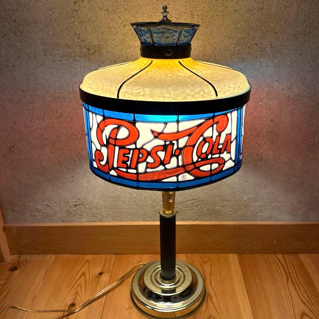 1970’s ペプシコーラ　ステンドグラス　ランプ　デスクライト　看板
